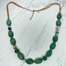 Chico&#39;s Chunky Green Beaded Statement Necklace - £13.22 GBP