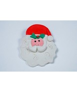 VINTAGE SANTA CLAUS ARTISAN CLAY BROOCH PIN HOLIDAY CHRISTMAS - $10.81 CAD