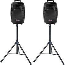 5Core 15&quot; Inch Passive DJ PA Speaker PAIR System 1600W With Speaker Stan... - £188.78 GBP