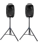 5Core 15&quot; Inch Passive DJ PA Speaker PAIR System 1600W With Speaker Stan... - £188.32 GBP