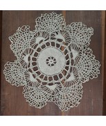 Vintage Crochet Doily 14 Inch Round Silver Gray - $223.87 MXN