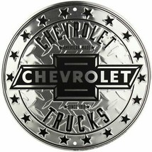 Chevy Trucks 24&quot; Round Embossed Tin Metal Sign - $1,392.80 MXN