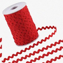 Red Wave Ric Rac Ribbon - 50m Braided Trim for Sewing, Dress Embellishment, Wedd - £27.45 GBP