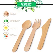 DISPOSABLE WOODEN SPOON &amp; FORK SET-160MM LARGE SIZE (PACK OF 200 PCS) - $25.25