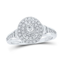 10kt White Gold Womens Round Diamond Oval Ring 1/2 Cttw - £594.87 GBP
