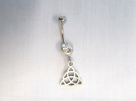 Infinite Triquetra Celtic Infinity Wiccan Pagan Charm 14g Clear Cz Belly Ring - £4.78 GBP