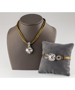 Brighton Silver Plate Gray Gemstone Costume Jewelry Set Necklace and Bra... - $2,203.32 MXN