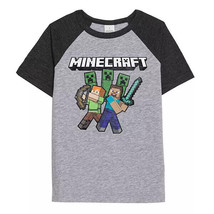  Minecraft Raglan Graphic Tee T-Shirt Size -4 (P) - £9.97 GBP