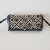 Tory Burch T Monogram Woven Jacquard Wallet Crossbody Clutch Handbag Navy 135846 - £153.98 GBP