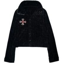 QWEEK Y2k Mall Goth Jecket Women Fairy Grunge Dark Academia Button Up Crop Haraj - £94.52 GBP