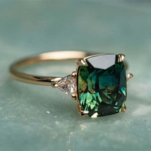 Elegant Square Emerald Ring for Women Fashion Gold Color Inlaid Green Zircon Wed - $4.20