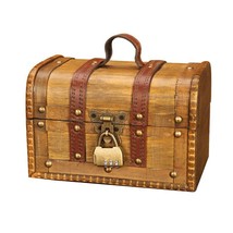 Retro Wood Pirate Jewellery Storage Box Case with Lock Holder Vintage Tr... - $836.76 MXN+