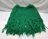 Vintage Handmade Knitted Child Poncho Green One Size - $9.49