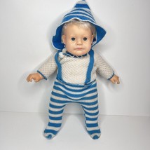 Real Baby Vintage 1986 Hasbro Weighted Soft Body Blonde Blue Knitted Outfit 18&quot; - £31.37 GBP