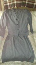Ann Taylor Women 10 2 Piece Suit Blazer Skirt Zip Up Gray Wool Acetate C... - £44.11 GBP
