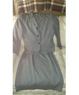 Ann Taylor Women 10 2 Piece Suit Blazer Skirt Zip Up Gray Wool Acetate C... - £44.38 GBP
