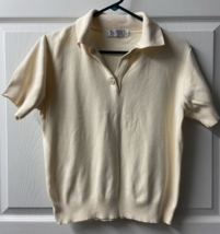 Berdorf Goodman Short Sleeved Polo Shirt Sweater Butter Yellow Knit Sweater - $13.77