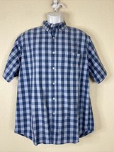Wrangler Rugged Men Size L Blue Check Button Up Shirt Short Sleeve Pocket - £5.31 GBP