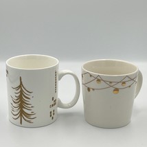 Starbucks Holiday Gold Christmas Coffee (2) Mugs 2012 2014 - £18.97 GBP