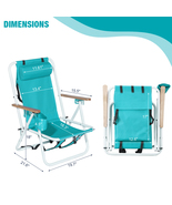 Set of 2 Folding BeachChairs,4Position Portable Comfort w/ Headrest,Wood... - $123.07 CAD