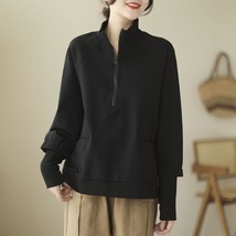 Half neck Zipper Pullover Sweatshirt Women&#39;s Autumn And Winter 2022 New Korean L - £71.59 GBP