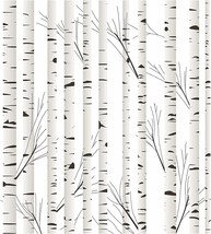 Blooming Wall Minimalist Neutral Birch Tree Peel And Stick Wallpaper, 17.7“X118” - £27.96 GBP