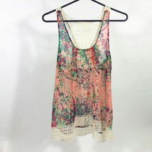 Collective Concepts Multi Color Abstract Hi-Low Crochet Women&#39;s Tank Top... - $19.79