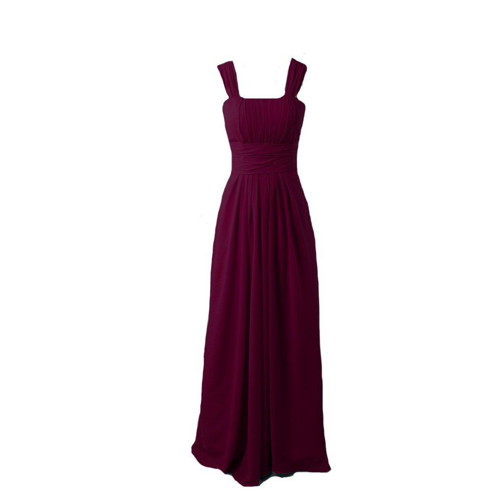 Kivary Women's Long Chiffon A Line Simple Prom Bridesmaid Dresses with Cap Sleev