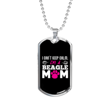 Beagle Mom White Pink Necklace Stainless Steel or 18k Gold Dog Tag 24&quot; Chain - $47.45+