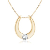 ANGARA Lab-Grown 0.2 Ct Gypsy-Set Diamond Horseshoe Pendant Necklace in 14K Gold - £472.53 GBP