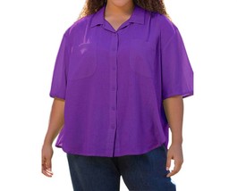 On The Plus Side cotton short sleeve collar shirt - plus in Acai - size 2XR - £49.05 GBP