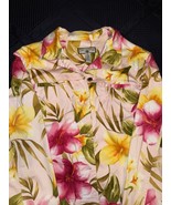 Caribbean Joe Floral Jacket Women&#39;s Medium Button Front Tropical Hibiscu... - €9,63 EUR