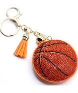 Bling Crystal Orange Black Basketball Tassel Keychain Keyring Bag Purse ... - $13.86