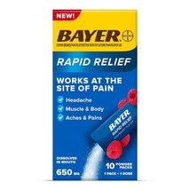 Bayer Rapid Relief 650mg, *09/2025* 10 Powder Packs Raspberry Flavor - $164.45 MXN