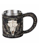Country Western Wild Buffalo Bison Horned Skull 11oz Drinking Vessel Tan... - $36.91 CAD