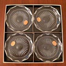 Vintage Bohemia Crystal Czech Glass Coasters Cut Sunburst Set of 4 Gift Box NOS - £19.97 GBP