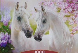 Castorland Romantic Horses 1000 pc Jigsaw Puzzle Flower Garden - $18.80