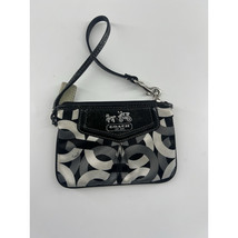 Coach Wristlet Clutch Pouch Black Grey New York Zip Purple Lining - £23.69 GBP