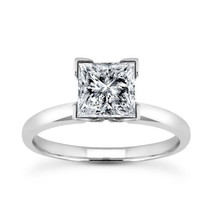 Solitaire 1.02 Carat Princess Cut Diamond Engagement Ring 14k White Gold D SI1 - £1,554.22 GBP