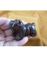 (Y-DOG-EB-703) red black BULLDOG bull dog carving FIGURINE gem stone lov... - $23.96 CAD