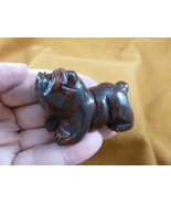 (Y-DOG-EB-703) red black BULLDOG bull dog carving FIGURINE gem stone lov... - £13.78 GBP