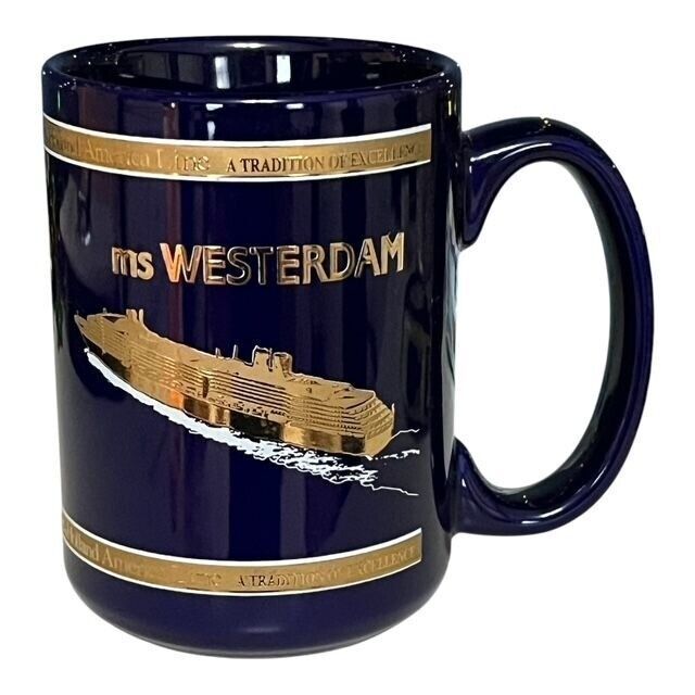 Holland America Line Westerdam Souvenir Mug with 22k Gold Trim - Ship Stats - $14.31