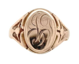 10k Gold Men&#39;s Signet Ring with Scroll Monogram Size 10.5 Jewelry (#J6640) - $513.81