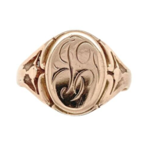 10k Gold Men&#39;s Signet Ring with Scroll Monogram Size 10.5 Jewelry (#J6640) - £403.65 GBP