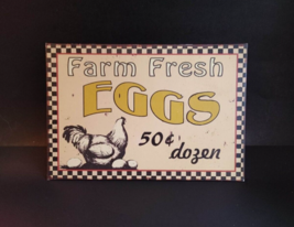Farm Fresh Eggs 50 Cents Metal Sign Rustic Primitive Country Kitchen Market - £9.50 GBP