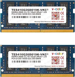 V-Color 32Gb (2 X 16Gb) Ecc So-Dimm Ddr4 2666Mhz (Pc4-21300) For Nas Mic... - $240.99