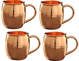 Hammered Copper Moscow Mule Mug /Cup,with Copper Handle, Size-16 Ounce ,Set Of-4 - £27.53 GBP