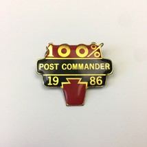 Vintage American Legion 100% Post Commander 1986 Pennsylvania Keystone State Pin - £14.89 GBP