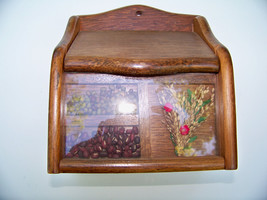 Vintage Wooden Recipe Box Seeds Inlay Box Front For 4x6&quot; Cards - £15.94 GBP