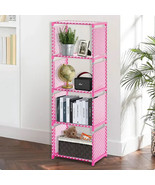 Bookshelf 5 Tier Portable Bookcase 4 Cube Storage Shelves Adjustable Sto... - £28.93 GBP